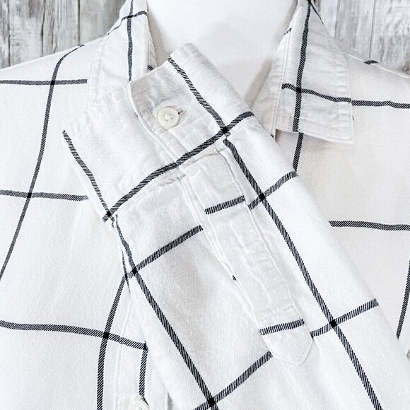 Women's Old Navy Flannel Top | Cream/Gray | Button Up | Small | Boyfriend Style - Picture 8 of 12